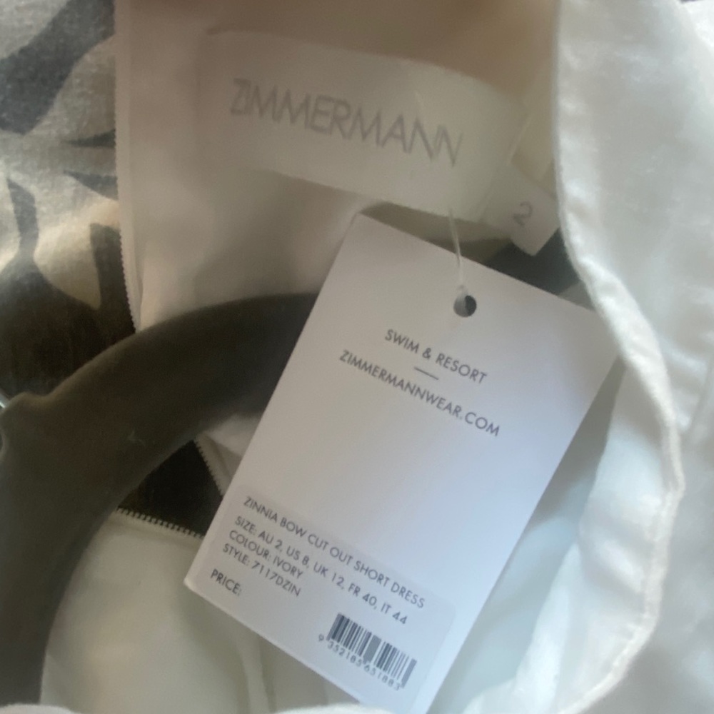Zimmerman Zinnia Bow Cutout Short Dress White - Picture 11 of 16